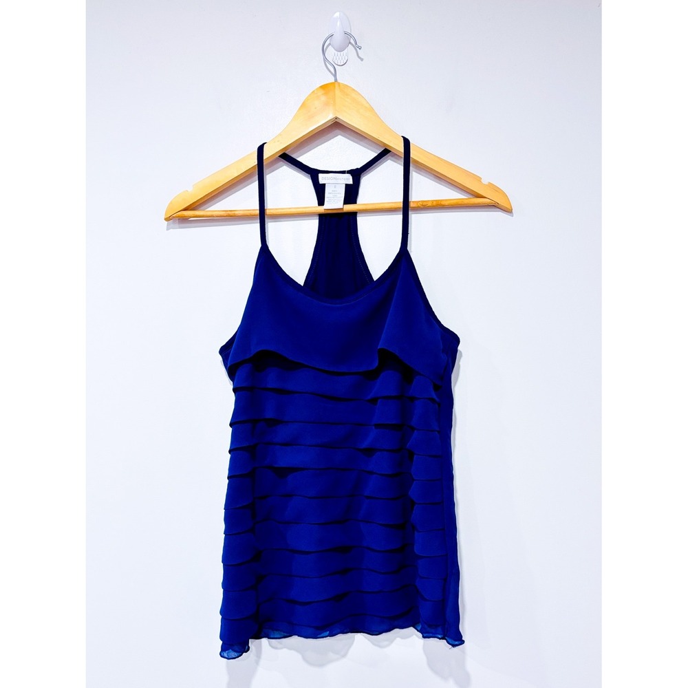 DESIGN HISTORY Indigo ruffle camisole | Feminine flowy layered | Small